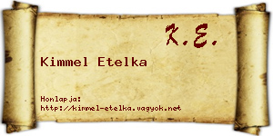 Kimmel Etelka névjegykártya